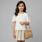 Girls Ivory & Beige Floral Skirt Set, 1, hi-res