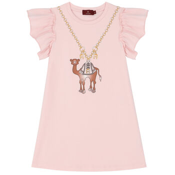 Aigner Girls Pink Camel Logo Dress, 1 Girls Pink Camel Logo Dress