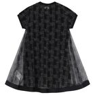 Girls Black 2-In-1 Logo Dress, 1, hi-res