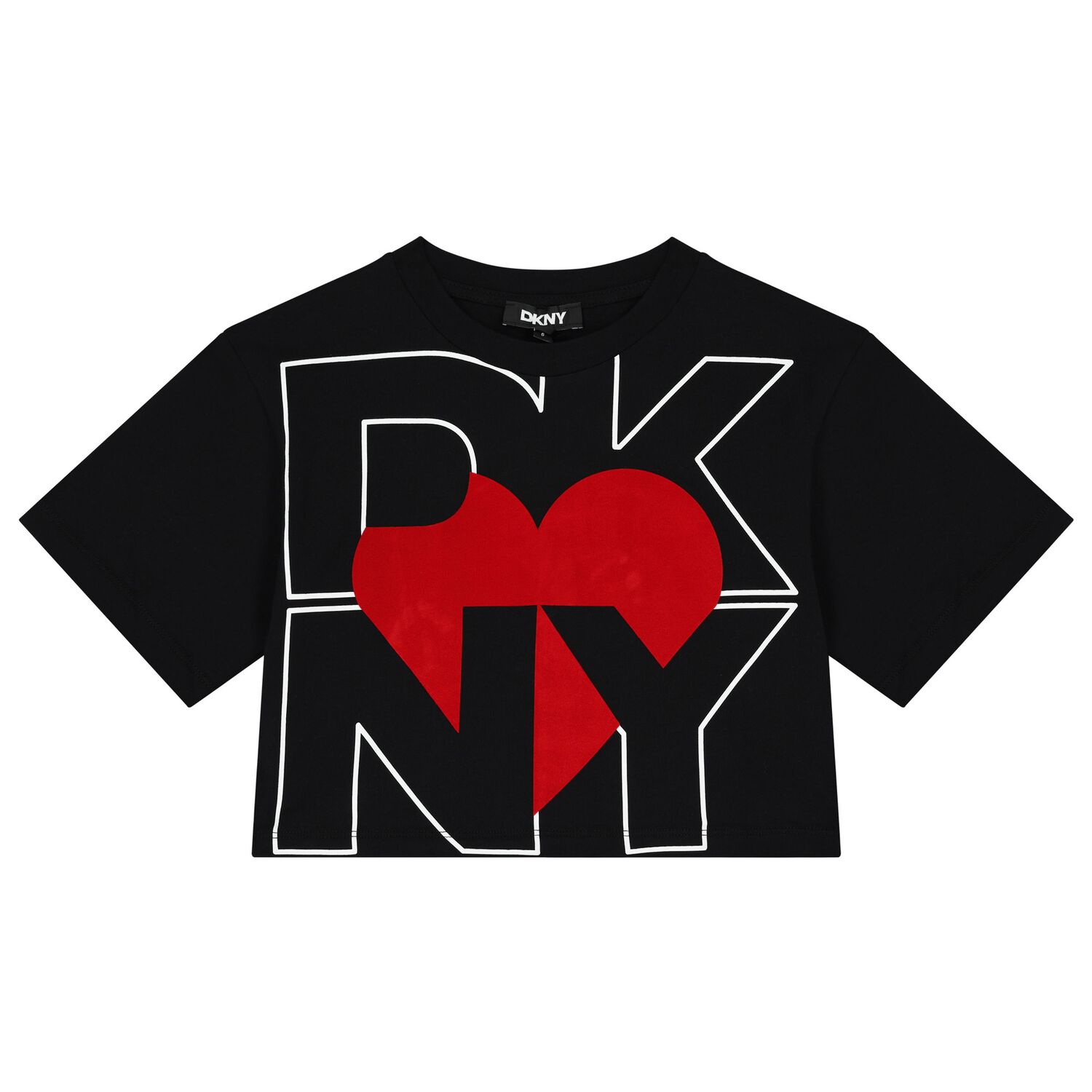 تيشيرت بنات بالشعار باللون الأسود, 1, hi-res