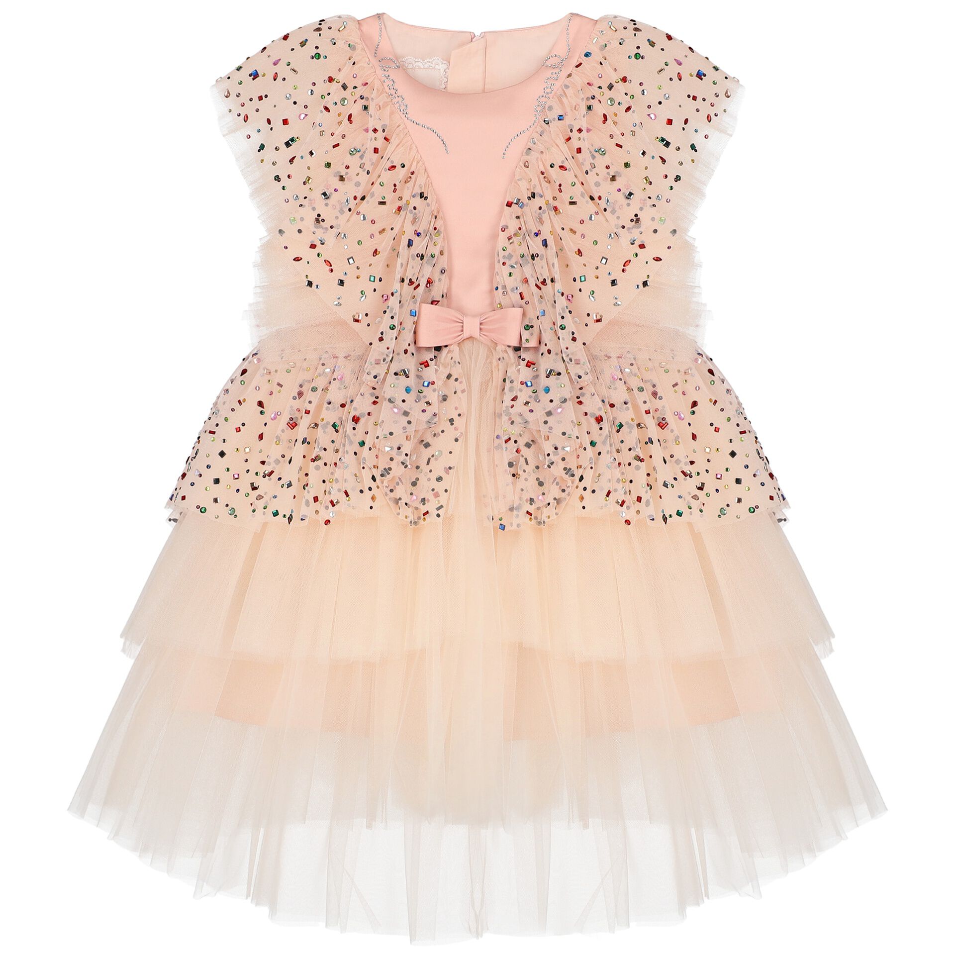 Junona Girls Pink Embellished Tulle Dress Junior Couture UAE