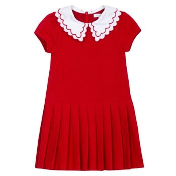 Girls Red Pleated Dress