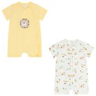 Baby Boys White & Yellow Animals Romper ( 2-Pack ), 3, hi-res