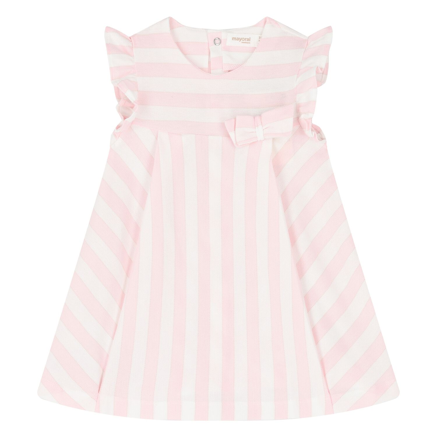 Baby Girls Pink & White Striped Dress, 1, hi-res