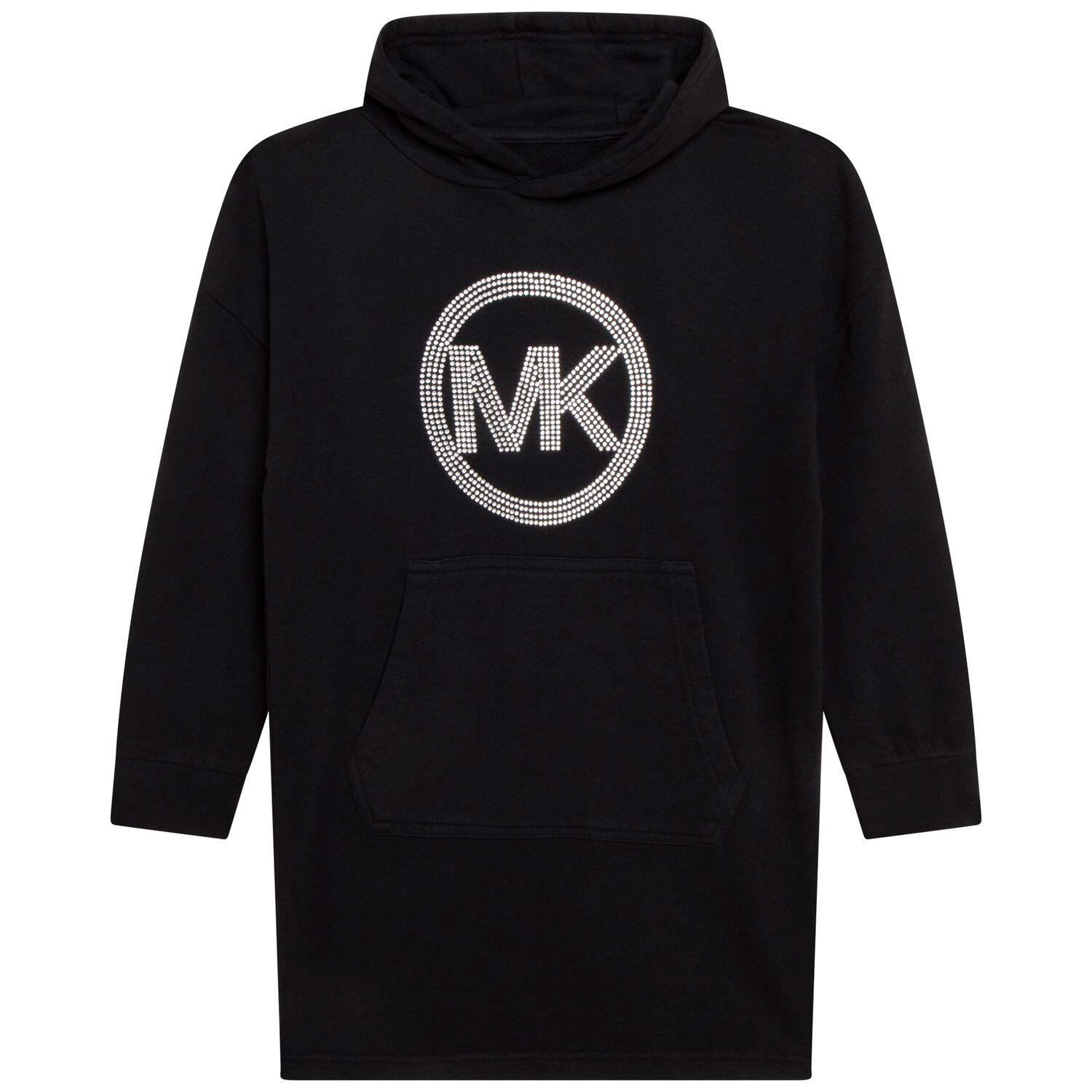 Girls Black Logo Hooded Dress, 1, hi-res image number null