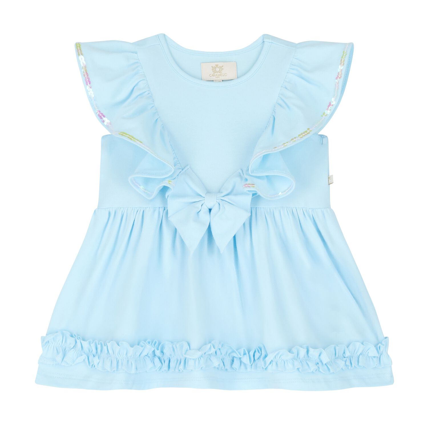 Baby Girls Blue Ruffle Dress, 1, hi-res image number null