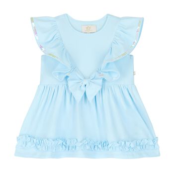 فستان باللون  أزرق بكشكشة للبنات 