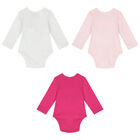 Baby Girls White & Pink Logo Bodysuits ( 3-Pack ), 1, hi-res