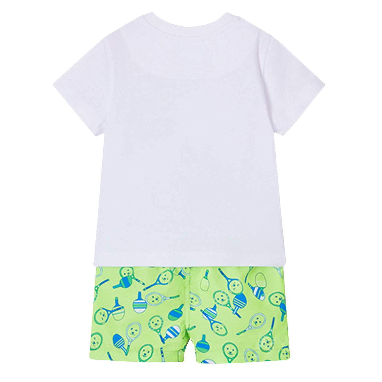 Younger Boys White & Green Shorts Set, 1, hi-res image number null