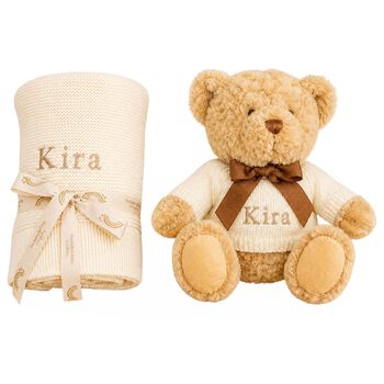Ivory Personalised Teddy Baby Gift Set