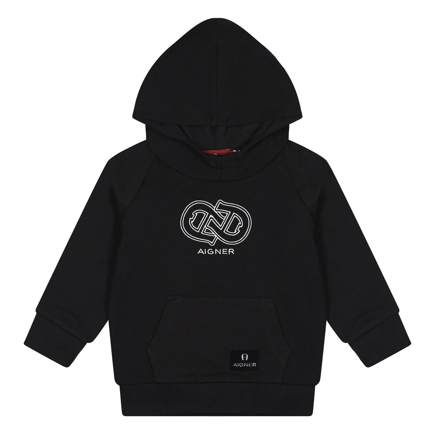 Younger Boys Black Logo Hooded Top, 1, hi-res