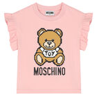Girls Pink Teddy Logo T-Shirt, 2, hi-res