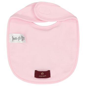 Baby Girls Pink Teddy Bear Logo Bib