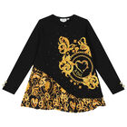 طقم ليغينز بنات باللون الاسود والذهبى, 1, hi-res