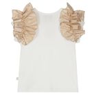 Girls White & Gold Ruffle Skirt Set, 1, hi-res