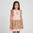 Girls Pink & Gold Logo Dress, 2, hi-res