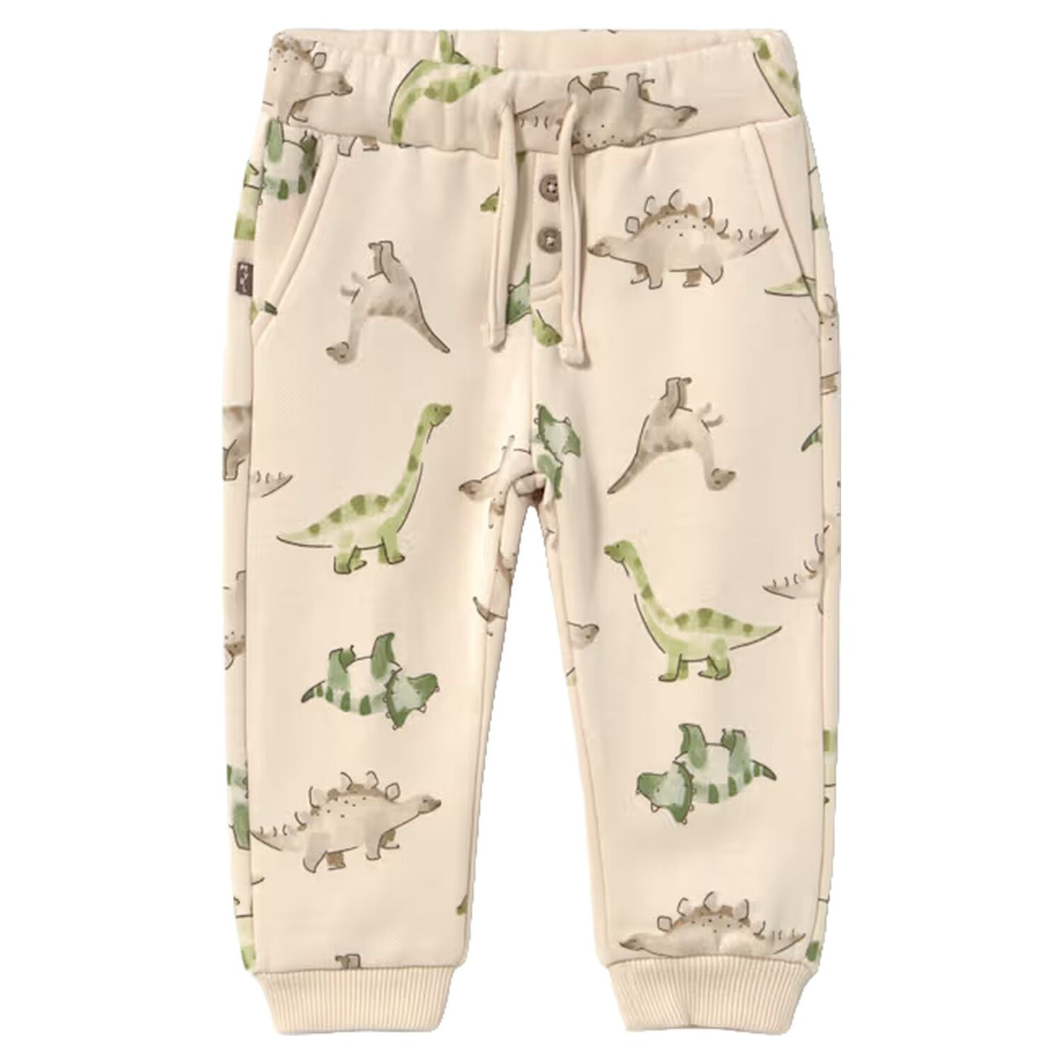 Younger Boys Beige Dinosaur Joggers, 1, hi-res