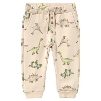 Younger Boys Beige Dinosaur Joggers