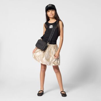 Girls Black Logo Mesh tWVest Top