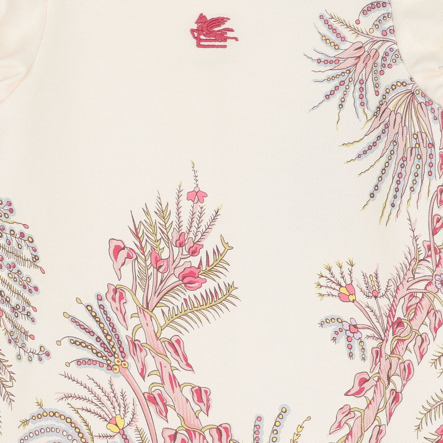 فستان بنات باكمام منفوخه باللون العاجى والوردى , 2, hi-res