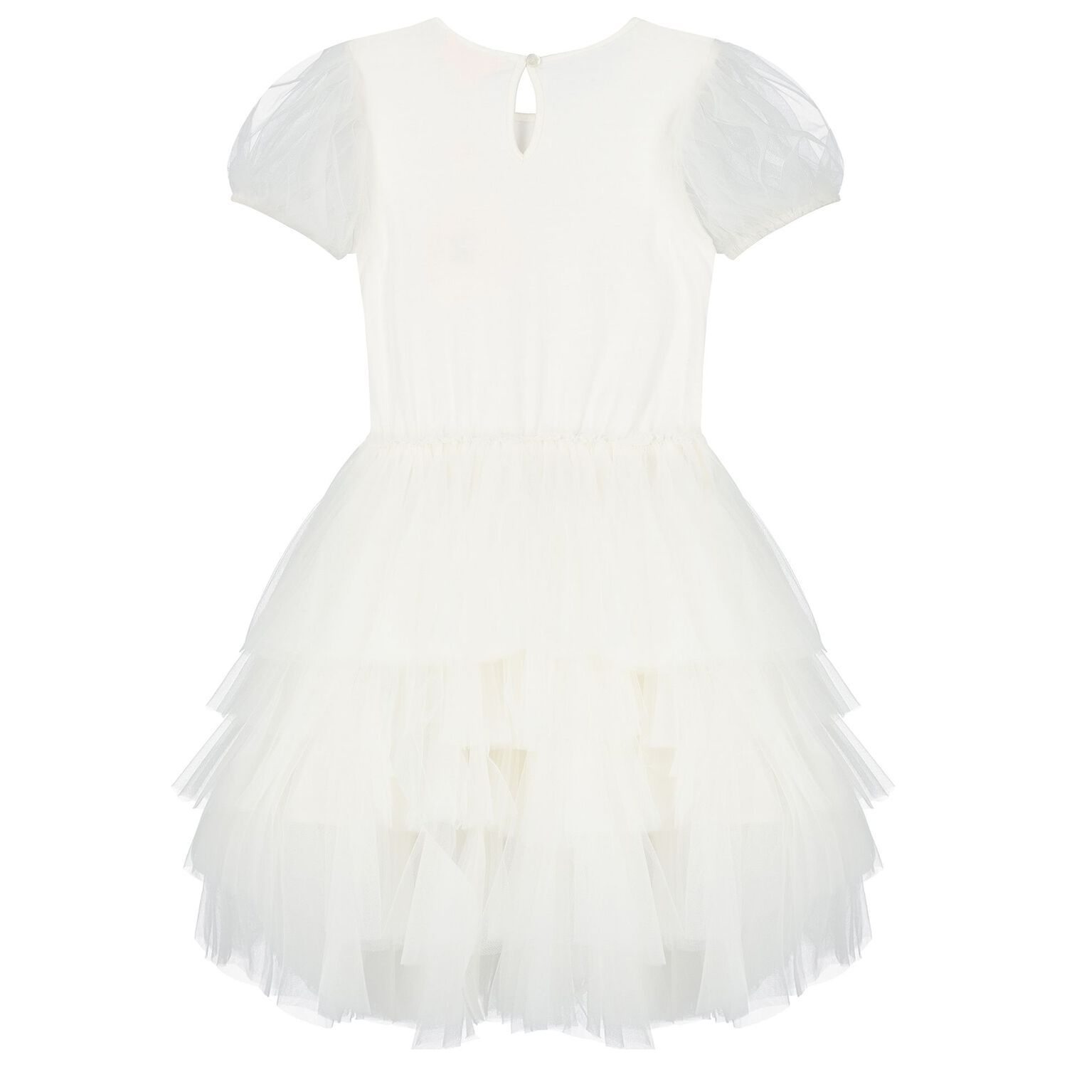 Girls White Embellished Tulle Dress, 1, hi-res image number null