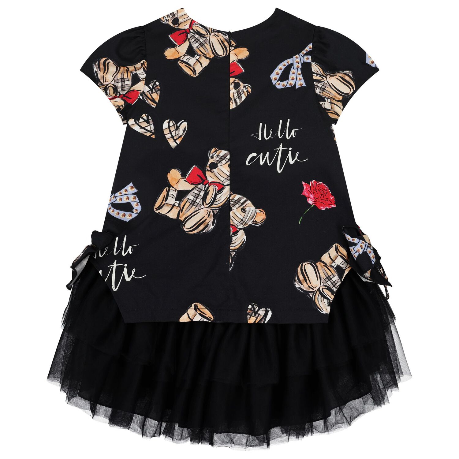 Girls Black Teddy Bear Dress, 1, hi-res image number null