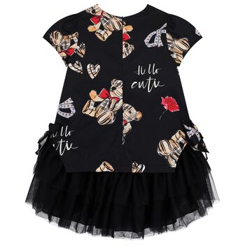 Girls Black Teddy Bear Dress