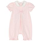 Baby Girls Pink Embroidered Romper, 1, hi-res