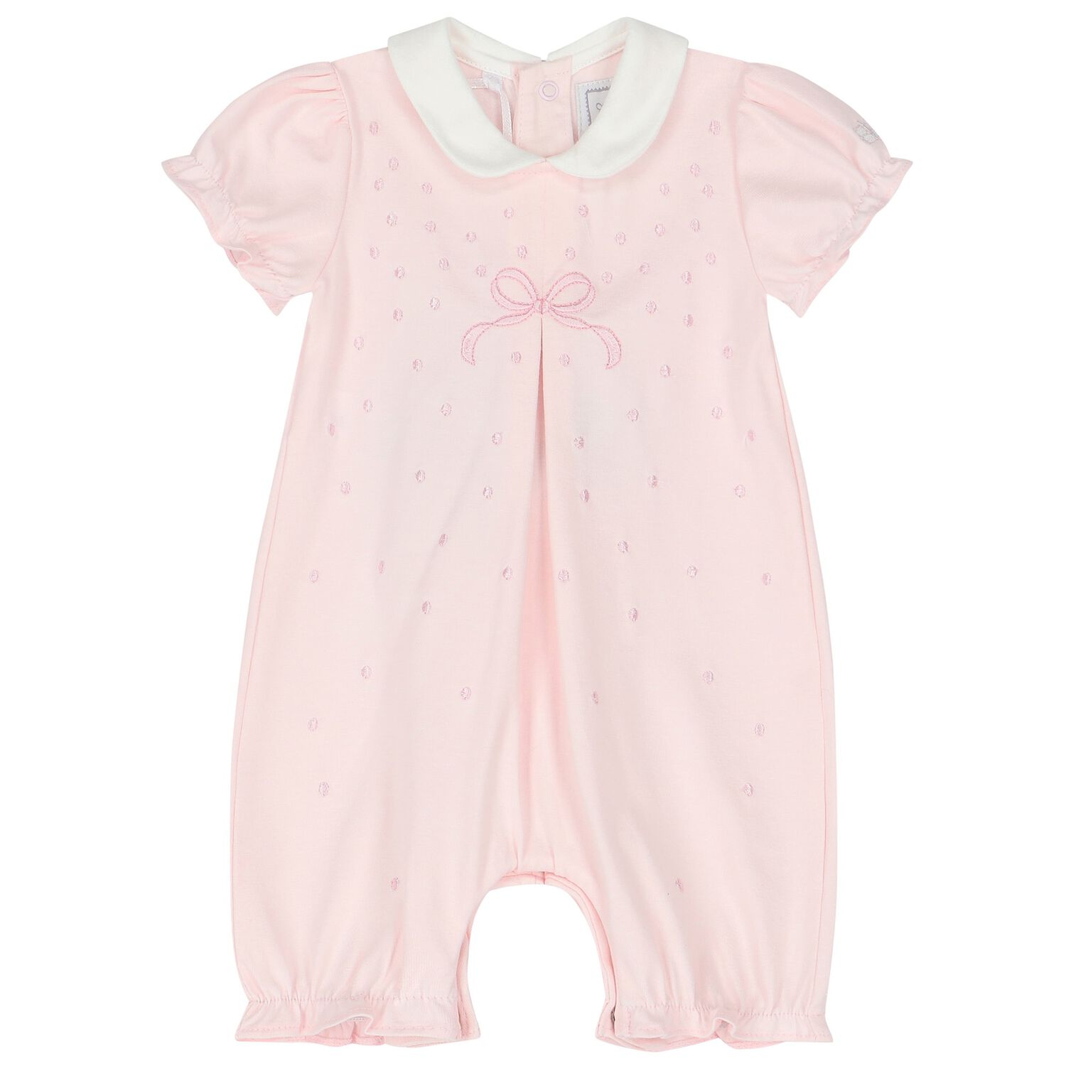 Baby Girls Pink Embroidered Romper, 1, hi-res