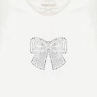 Girls White Diamante Bow Top, 2, hi-res