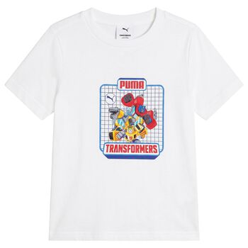 Boys White Optimus Prime & Bumblebee Transformers T-Shirt