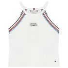 Girls White Logo Sleeveless Top, 1, hi-res