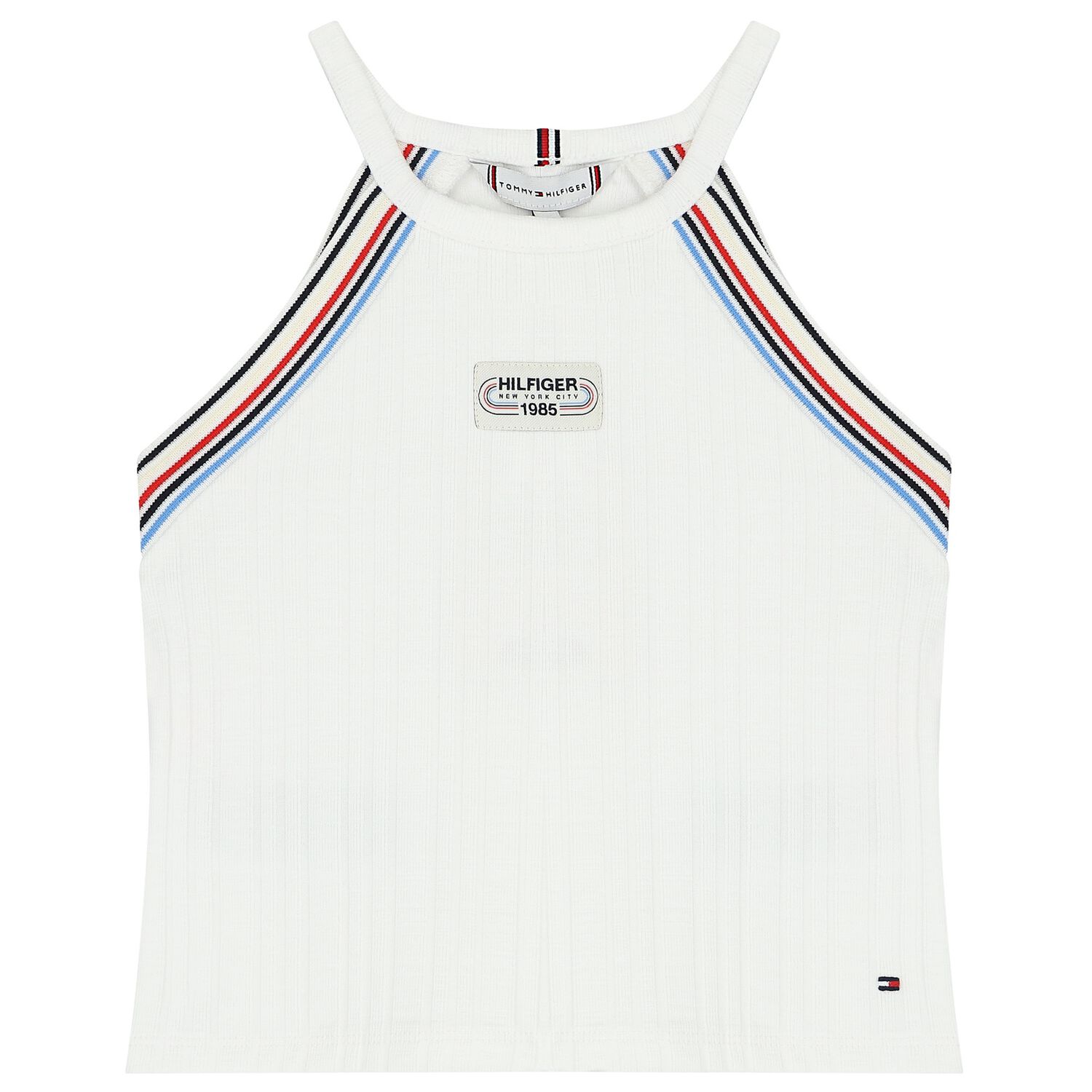 Girls White Logo Sleeveless Top, 1, hi-res