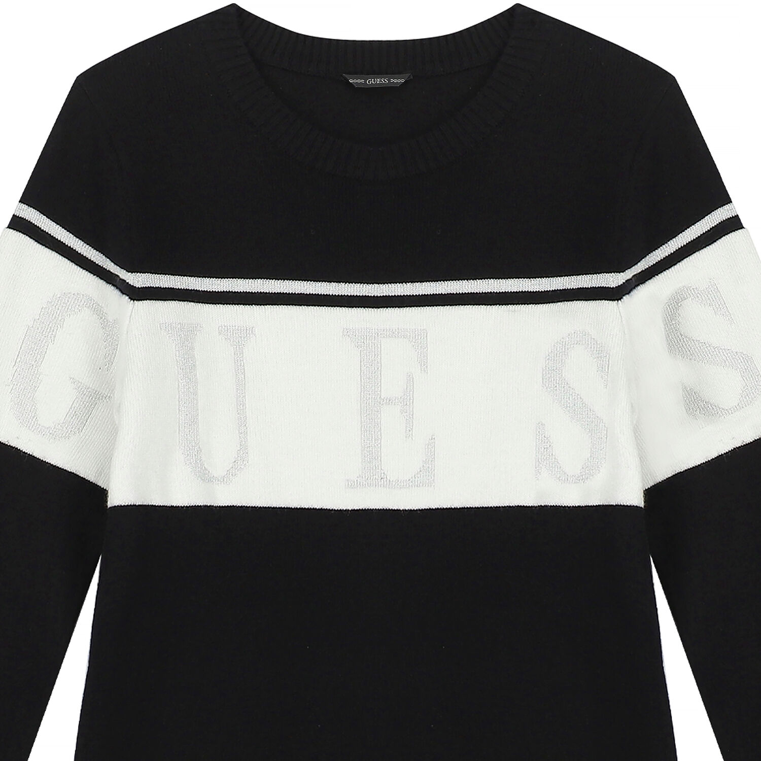 Girls Black Logo Knitted Sweatshirt Dress, 1, hi-res image number null