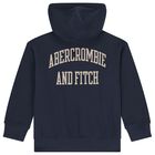 Boys Navy Blue Logo Hooded Top, 1, hi-res