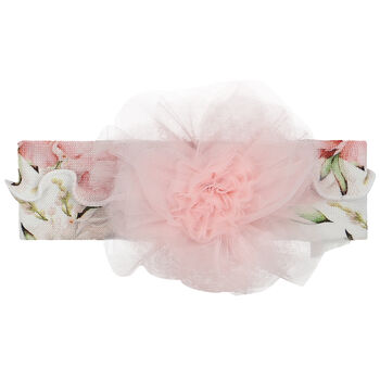 Baby Girls Ivory & Pink Floral Tulle Headband