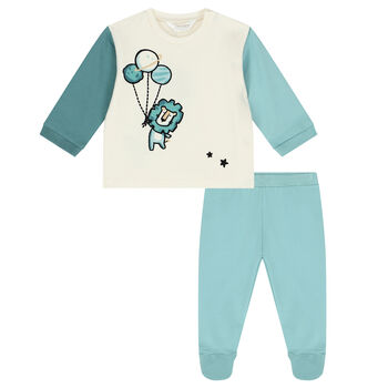 Baby Boys Ivory & Aqua Tracksuit