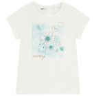 طقم تنورة تول للبنات باللون العاجي والأزرق الفيروزي, 1, hi-res