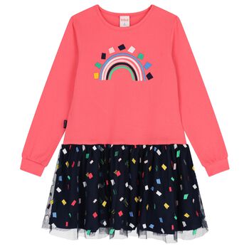 فستان تول باللون الوردي والكحلي للفتيات