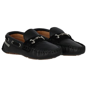 Boys Black Moccasins Shoes
