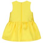 Younger Girls Yellow Bow Satin Dress Set, 1, hi-res