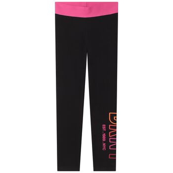Girls Black Logo Leggings