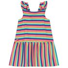 Girls Multi-Coloured Striped Dress, 1, hi-res