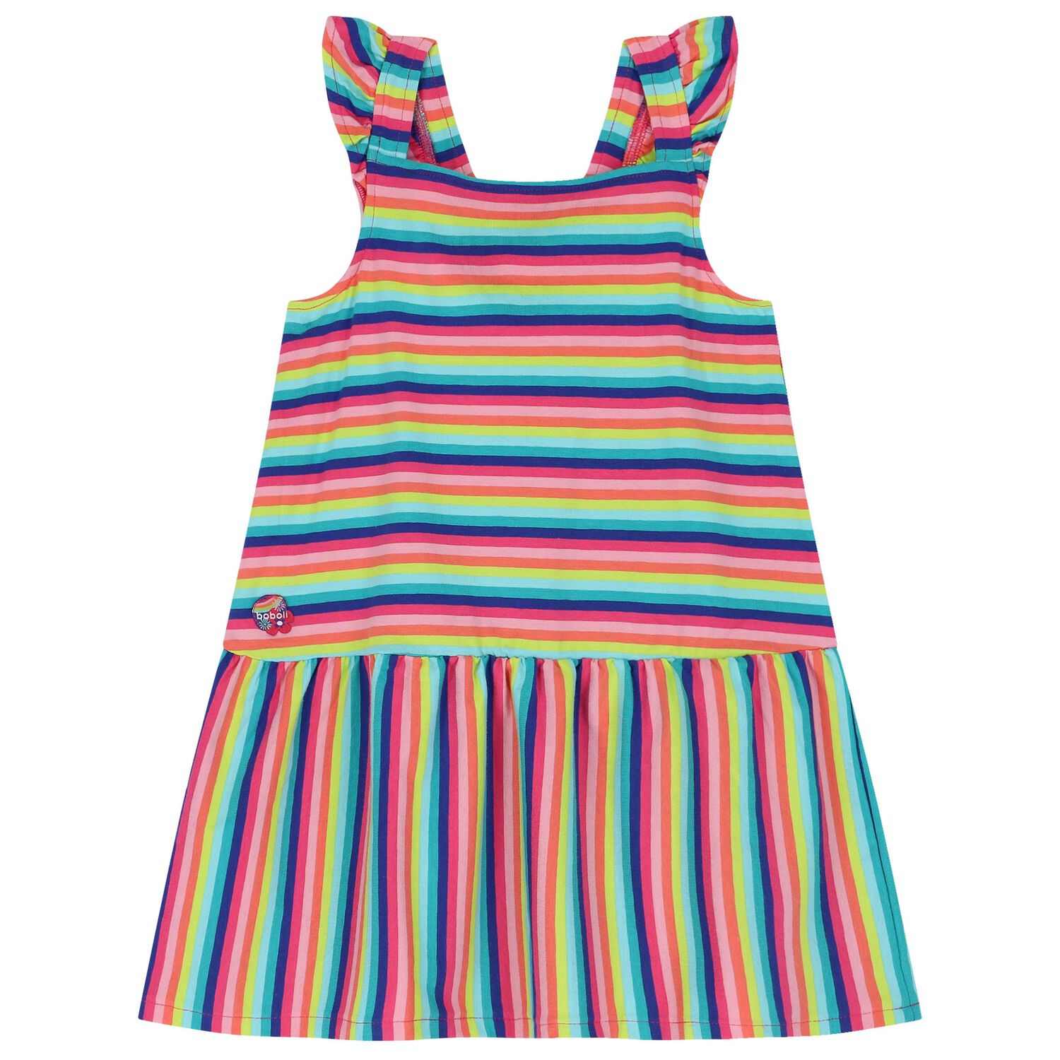 Girls Multi-Coloured Striped Dress, 1, hi-res