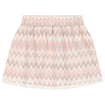 Girls Pink Logo Zig Zag Skirt