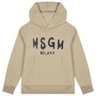 Beige & Black Logo Hooded Top, 4, hi-res