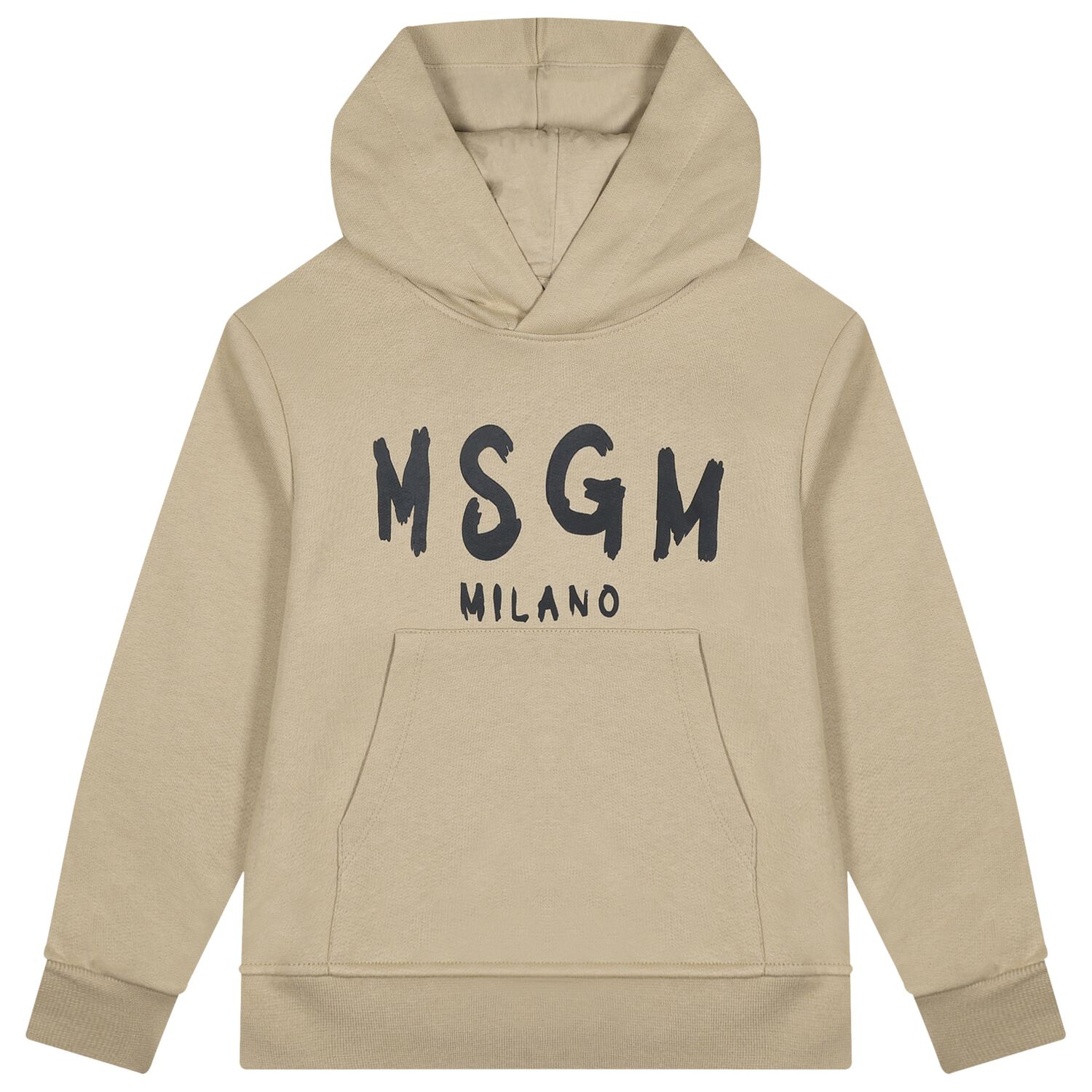 Beige & Black Logo Hooded Top, 4, hi-res