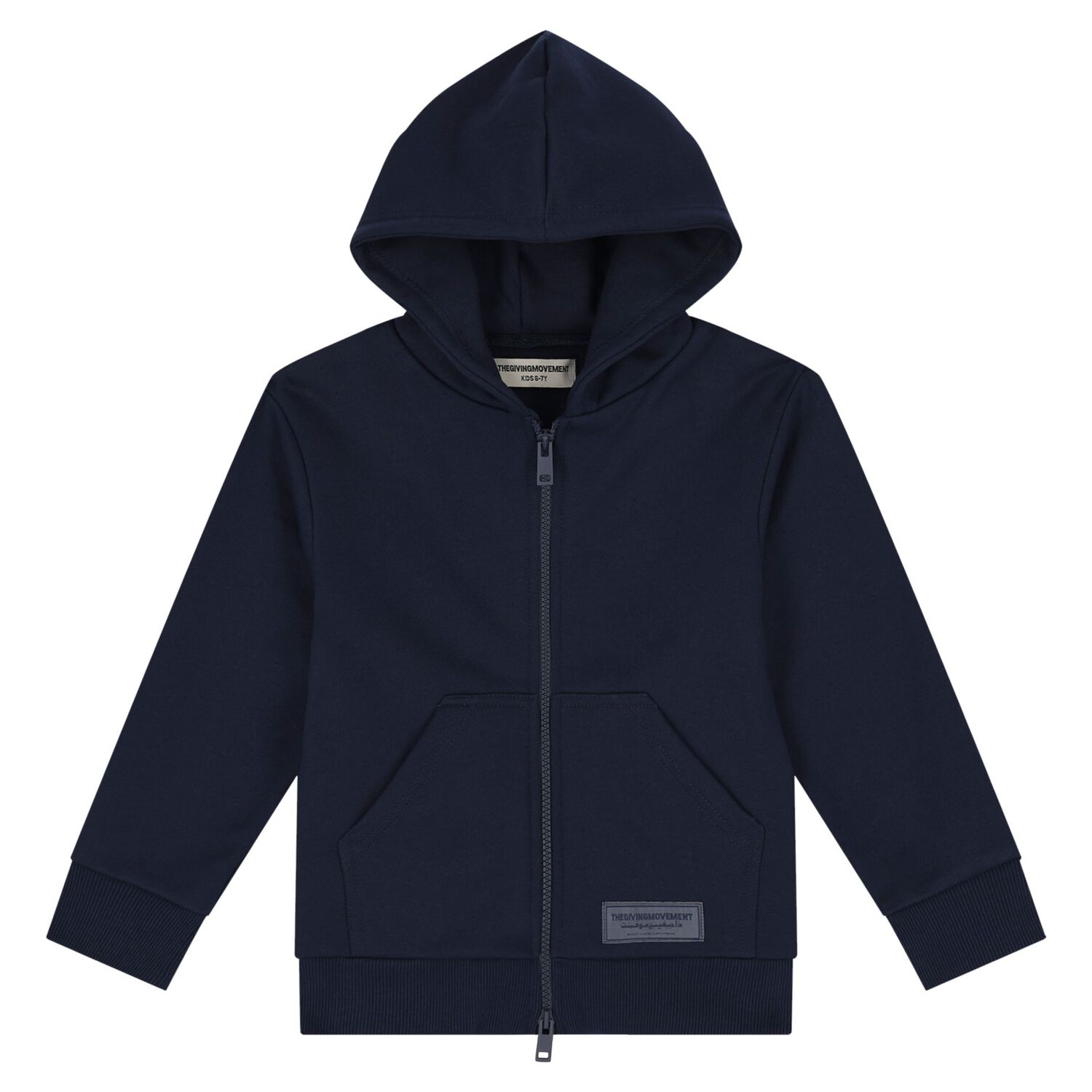Navy Blue Logo Hooded Zip Up Top, 2, hi-res