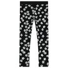 Girls Black Flower Logo Leggings, 1, hi-res