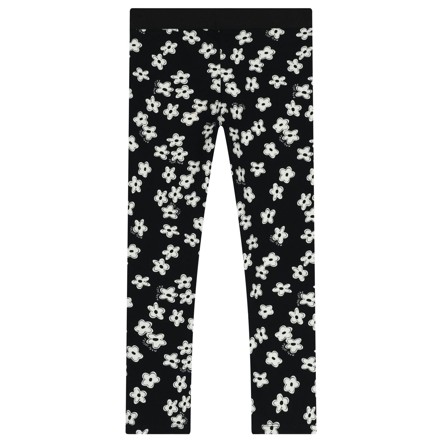 Girls Black Flower Logo Leggings, 1, hi-res